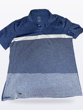 Croft & Barrow Performance Polo Shirt Mens XL Blue Heather White Striped Golf